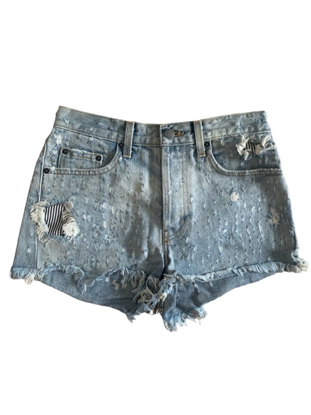 Carmar Distressed Bullet Hole Button Fly Denim Short Sz 27